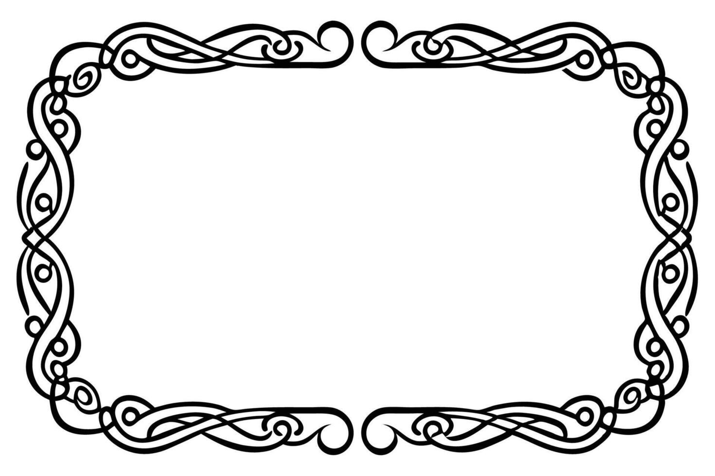 a black and white drawing of a frame with a scroll vector