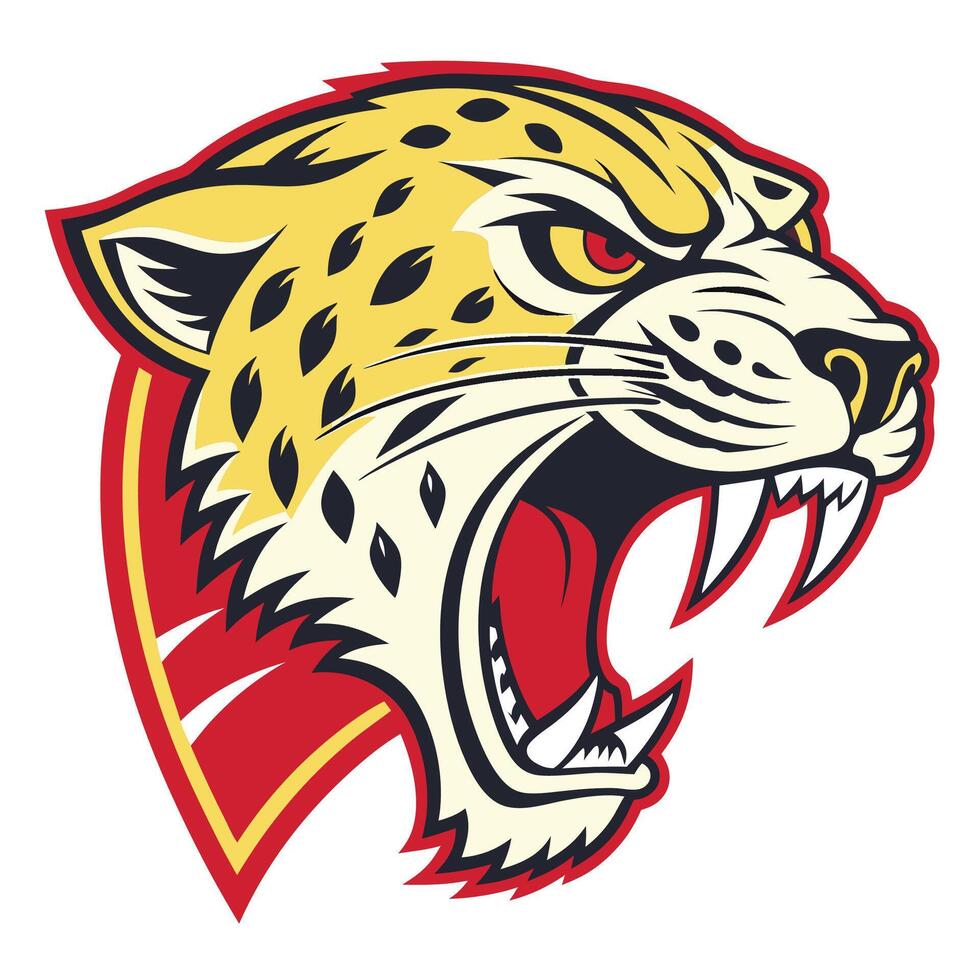 the head of a jaguar is shown in a cartoon style vector