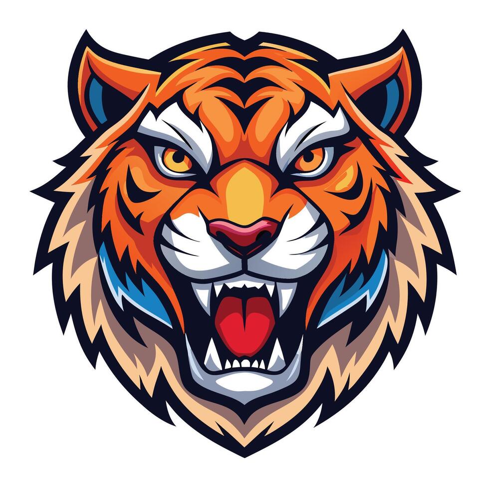 the head of a tiger is shown on a white background vector