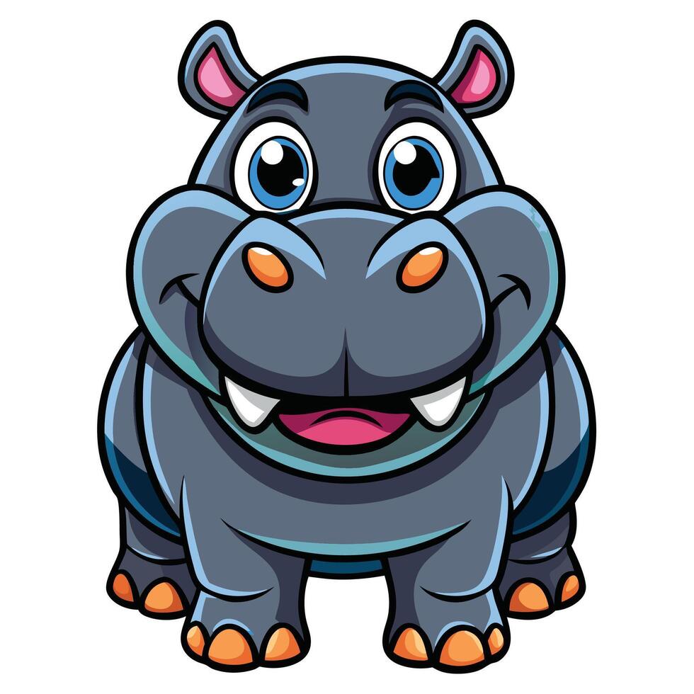 a cartoon hippo with big eyes and big teeth vector
