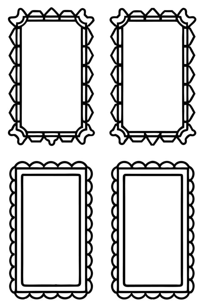 four frames with a border and a border line vector