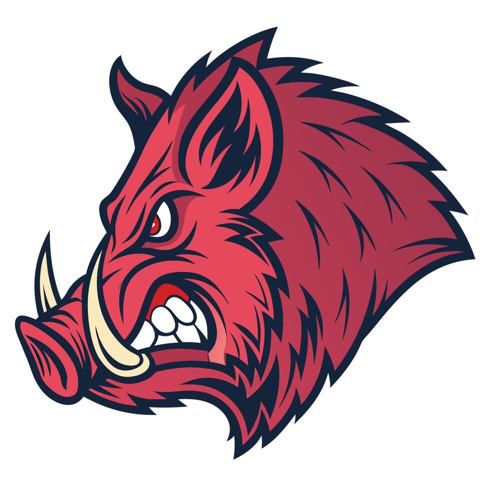 the head of a wild boar is shown in a cartoon style vector