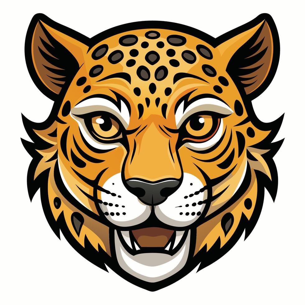 the jaguar head is shown in a cartoon style vector