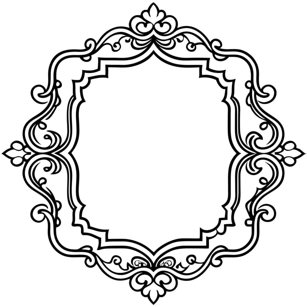 a black and white drawing of a frame with ornate design vector