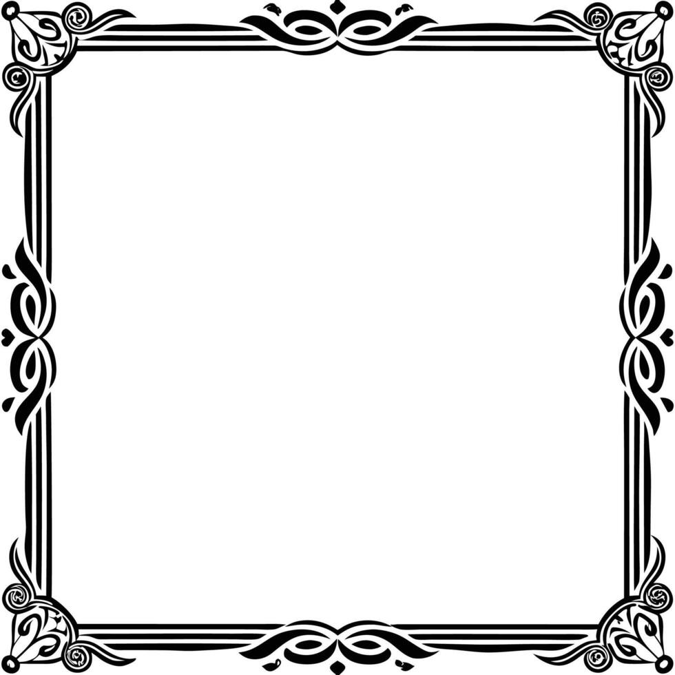 a black and white square frame with a decorative border vector