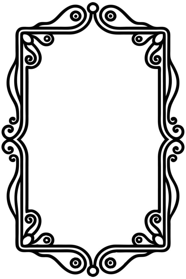 a black and white drawing of a frame with ornate design vector