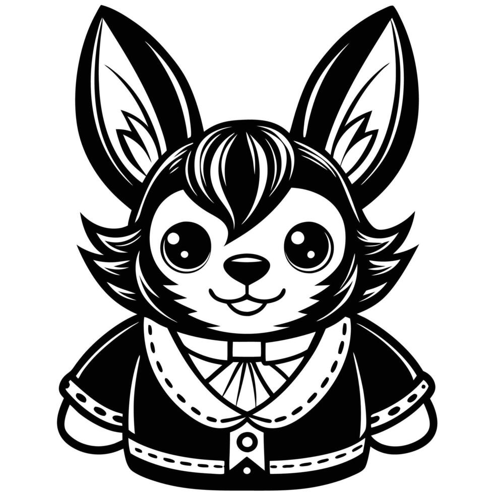 a black and white drawing of a rabbit wearing a suit vector