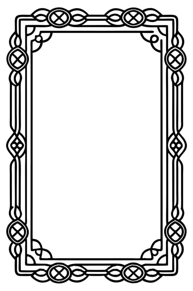 a black and white drawing of a frame with a celtic design vector