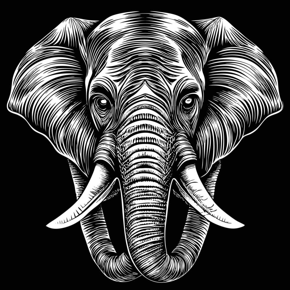 an elephant head in a woodcut style vector