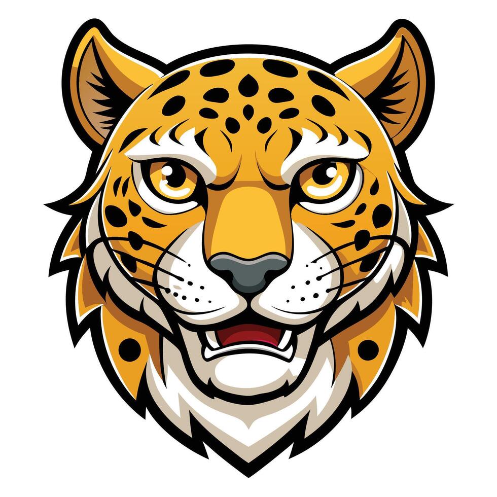 the jaguar head is shown in a cartoon style vector