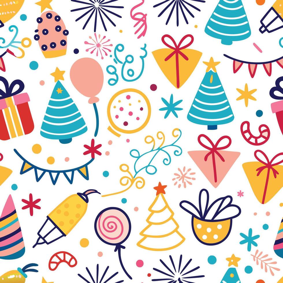 a colorful pattern with various holiday items vector