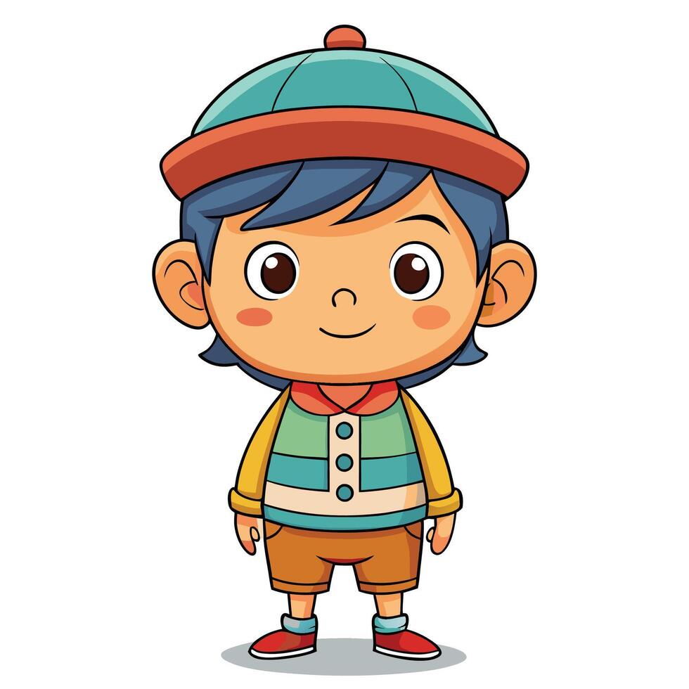 cartoon boy in a hat vector