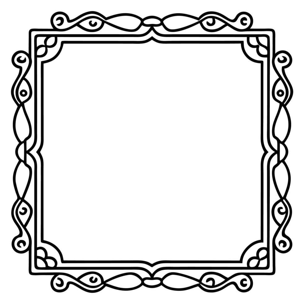 a black and white drawing of a square frame vector