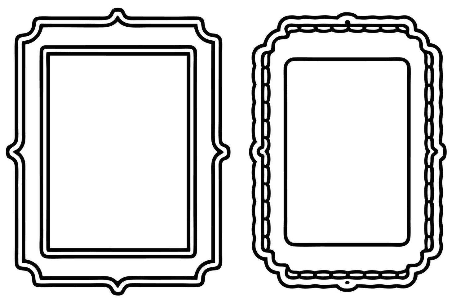 two frames with a border and a borderless border vector