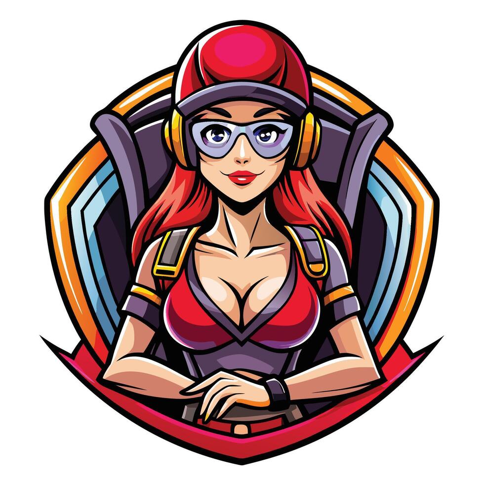 a woman in a helmet and goggles vector