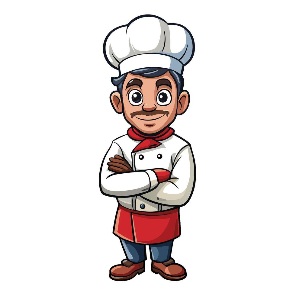 cartoon chef character with arms crossed vector