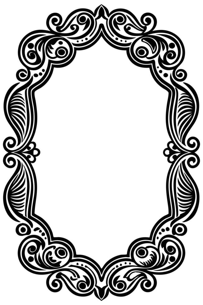 a black and white ornate frame with swirls vector