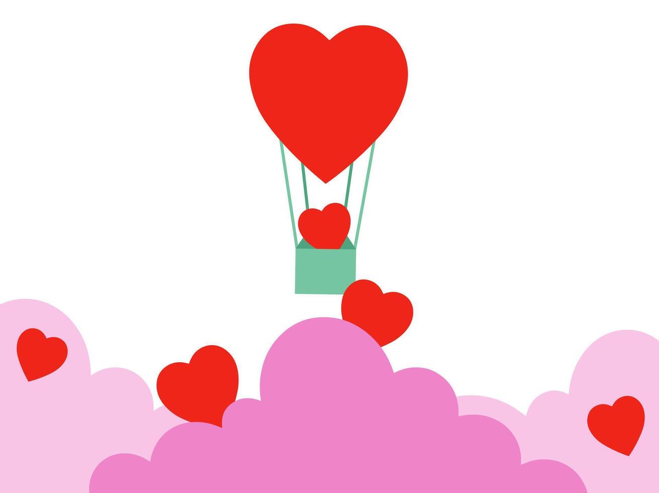 Valentine Day heart air balloon Illustration vector