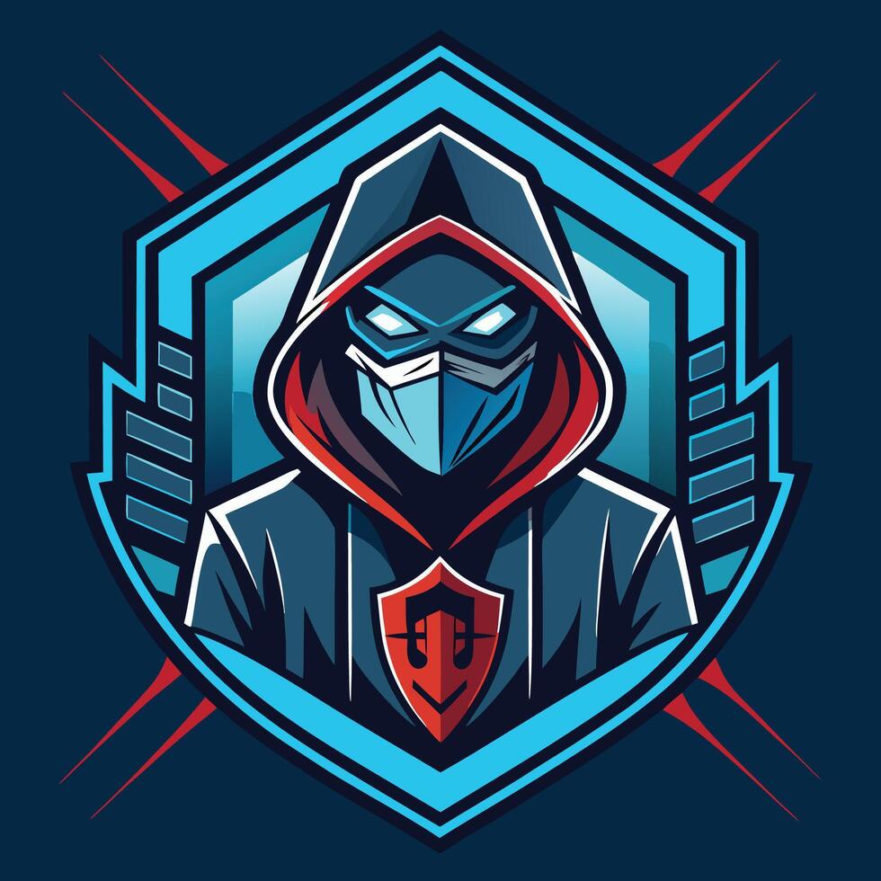 a cartoon character in a hoodie with a red and blue mask vector