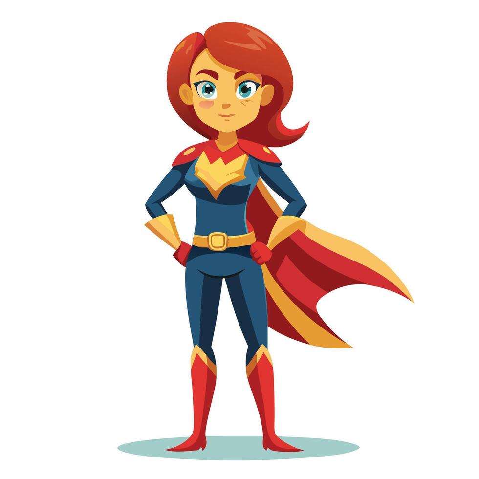 a cartoon female superhero standing with her hands on her hips vector