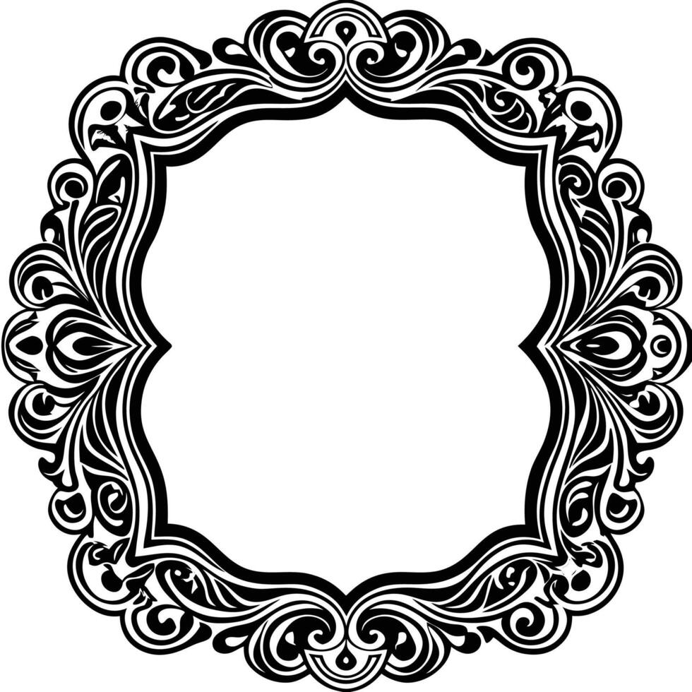 a black and white ornate frame with a white border vector