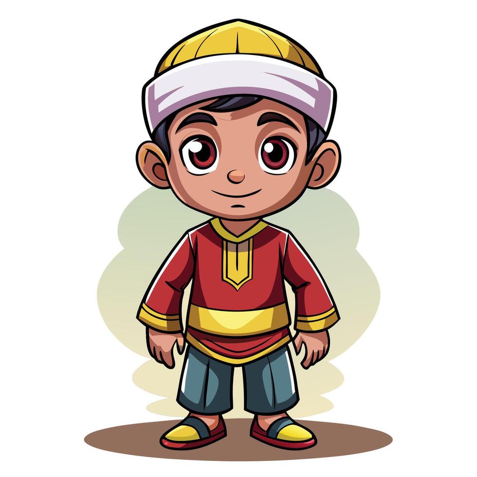 a cartoon boy in traditional clothing vector