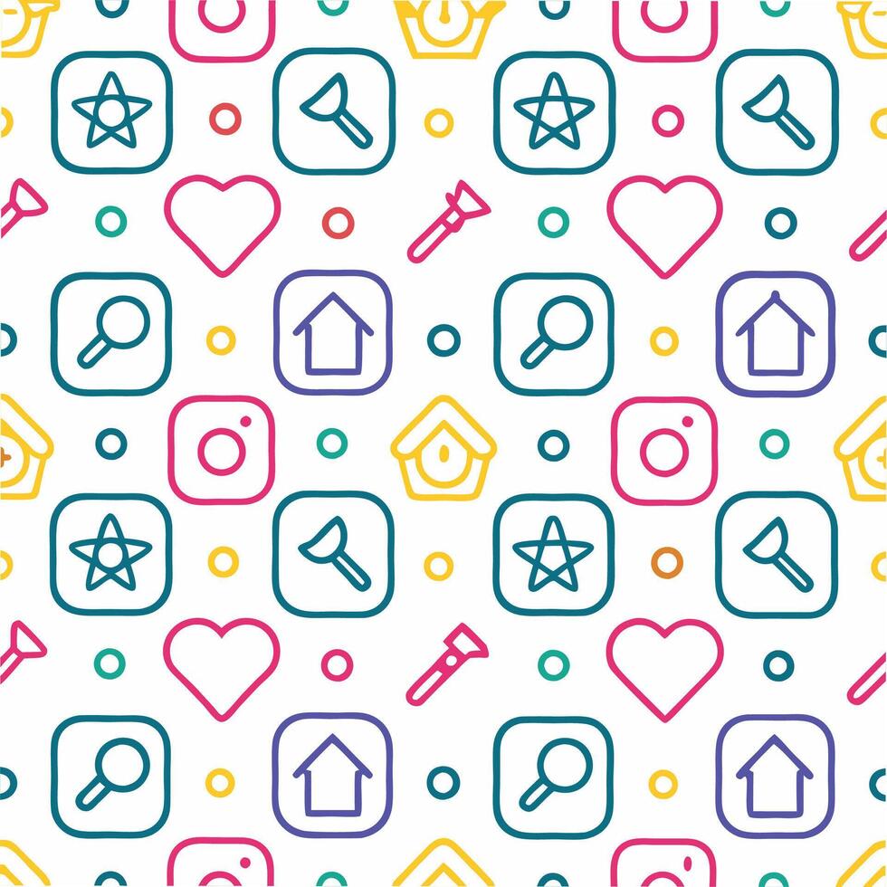 a colorful pattern with icons and symbols vector