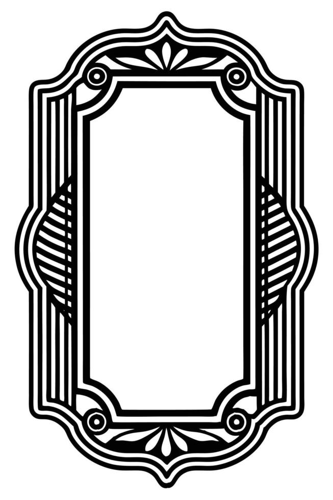 a black and white drawing of a frame with a decorative border vector