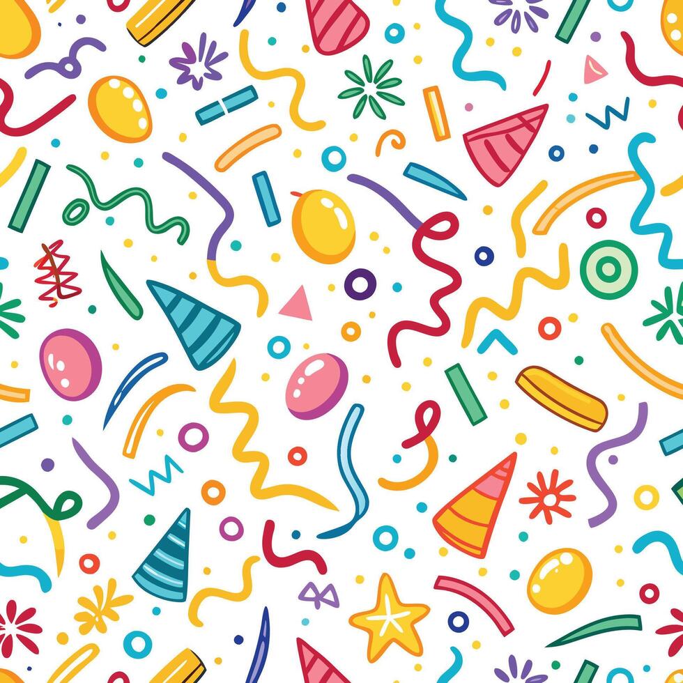 seamless pattern with colorful party items vector