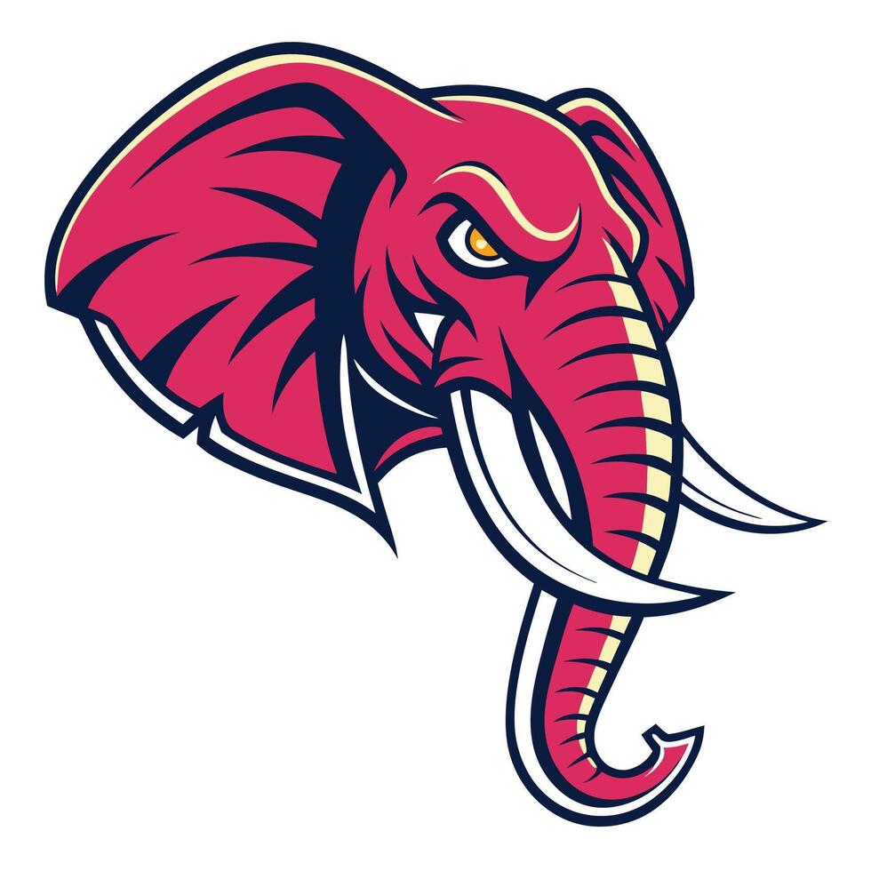 an elephant head with a large tusk vector