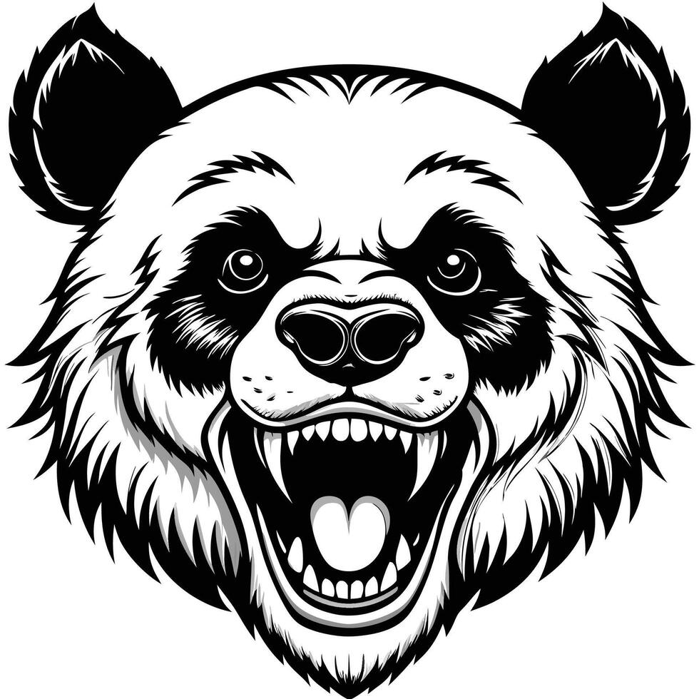 a panda bear head with its mouth open vector