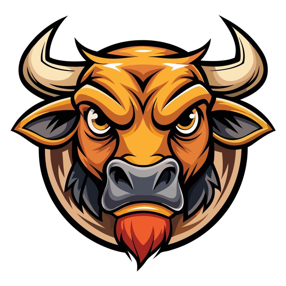 an angry bull head with horns on a white background vector
