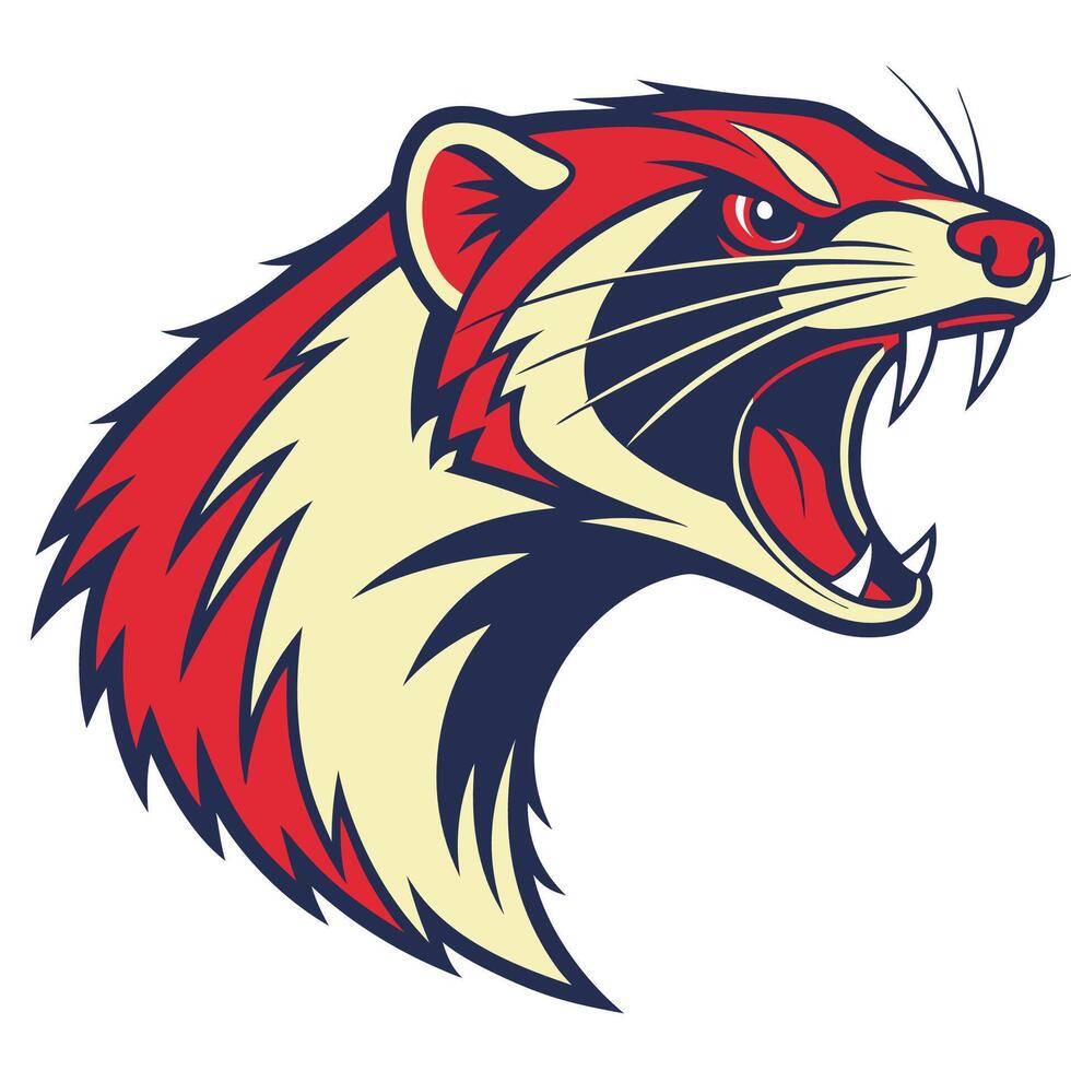 an angry ferret head with its mouth open vector