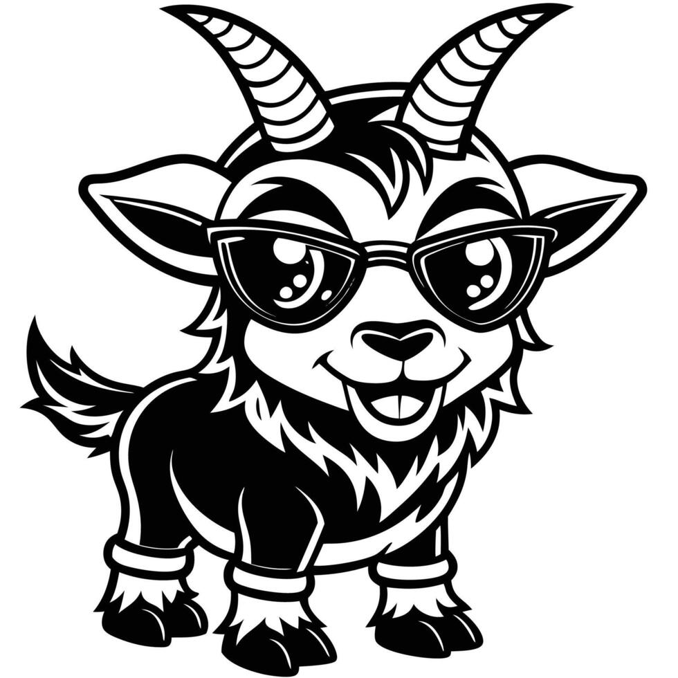 a cartoon goat wearing sunglasses and a hat vector