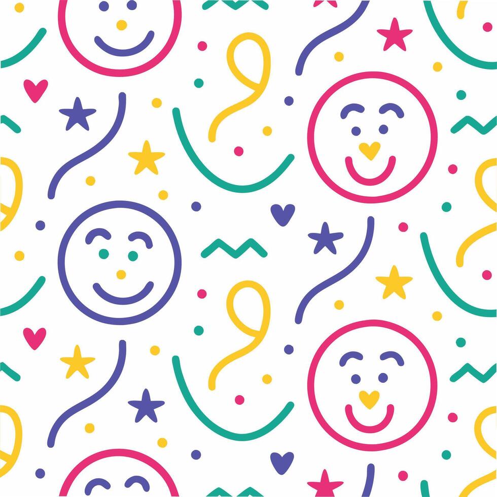 smiley faces and stars on a white background vector