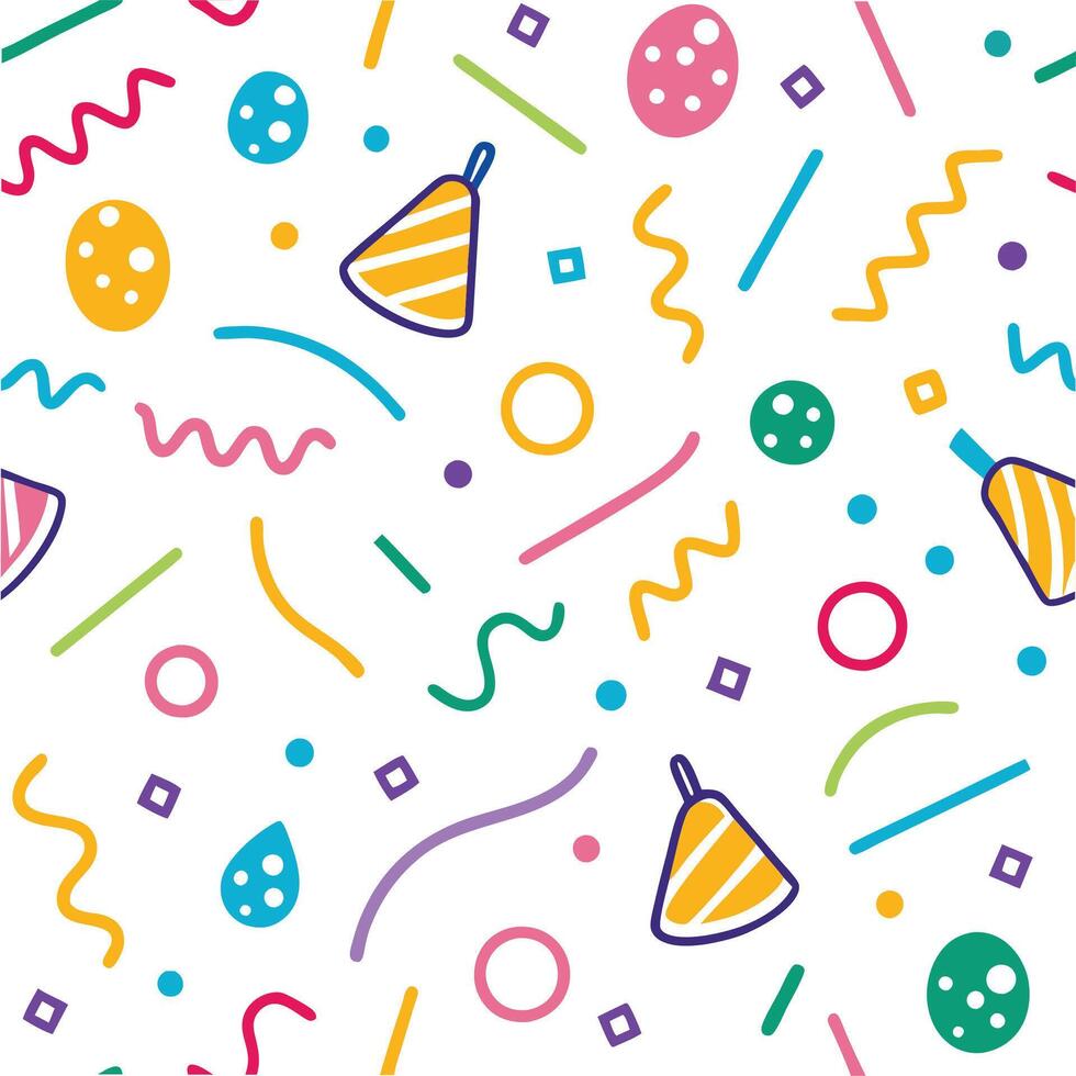 a colorful party background with confetti and balloons vector