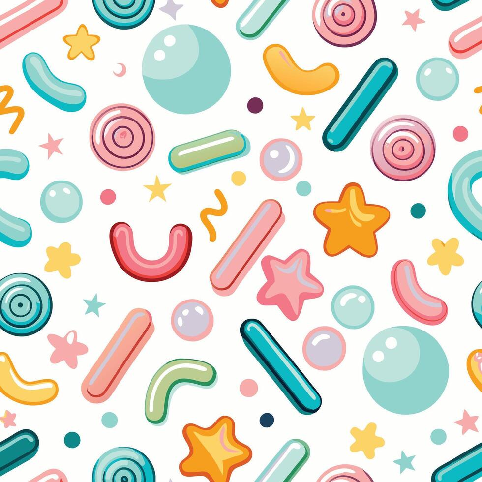 seamless pattern with colorful candy and stars vector