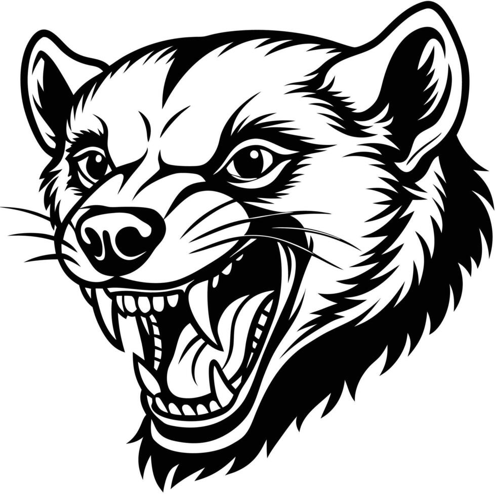 a black and white illustration of a ferret head vector