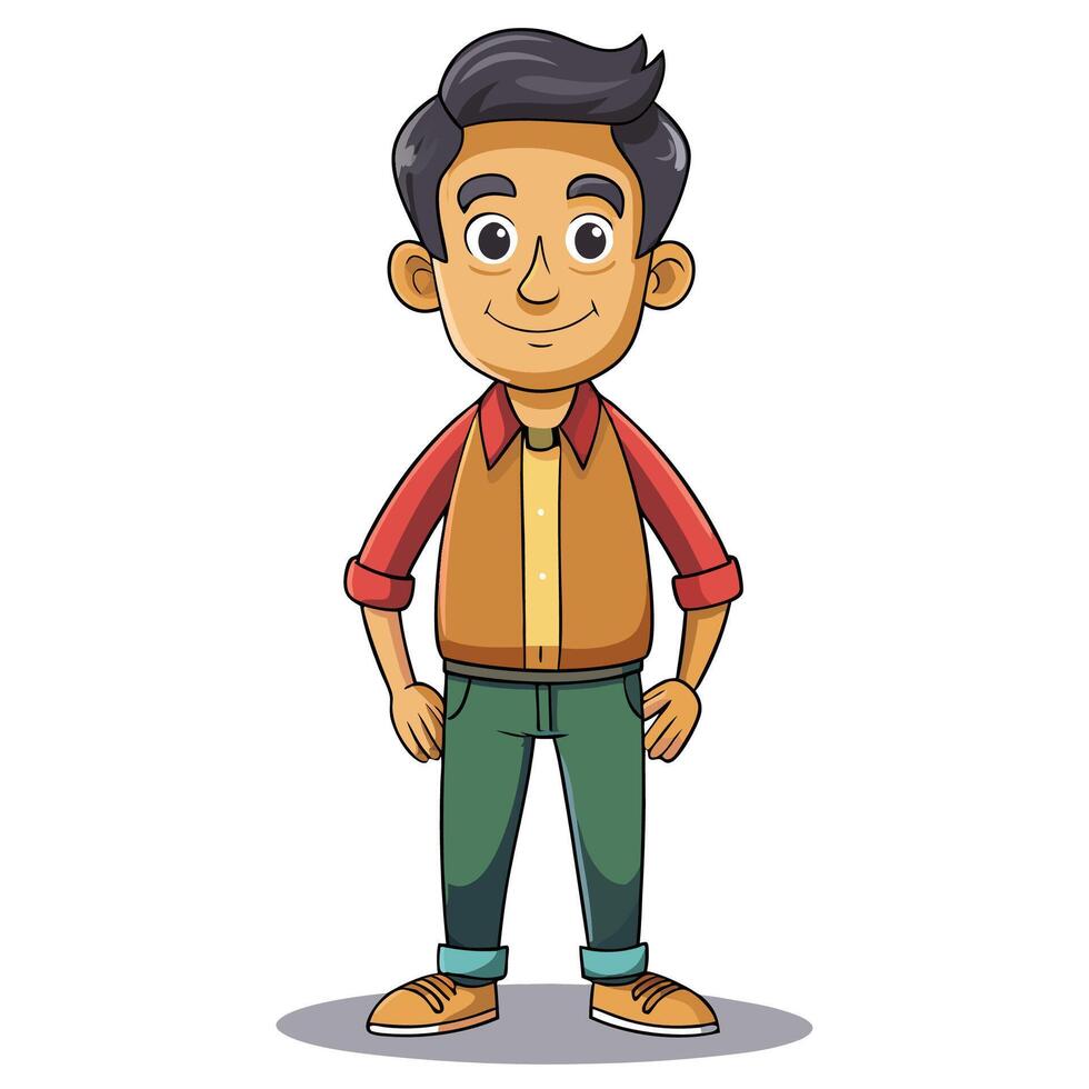 cartoon man in a vest and pants vector