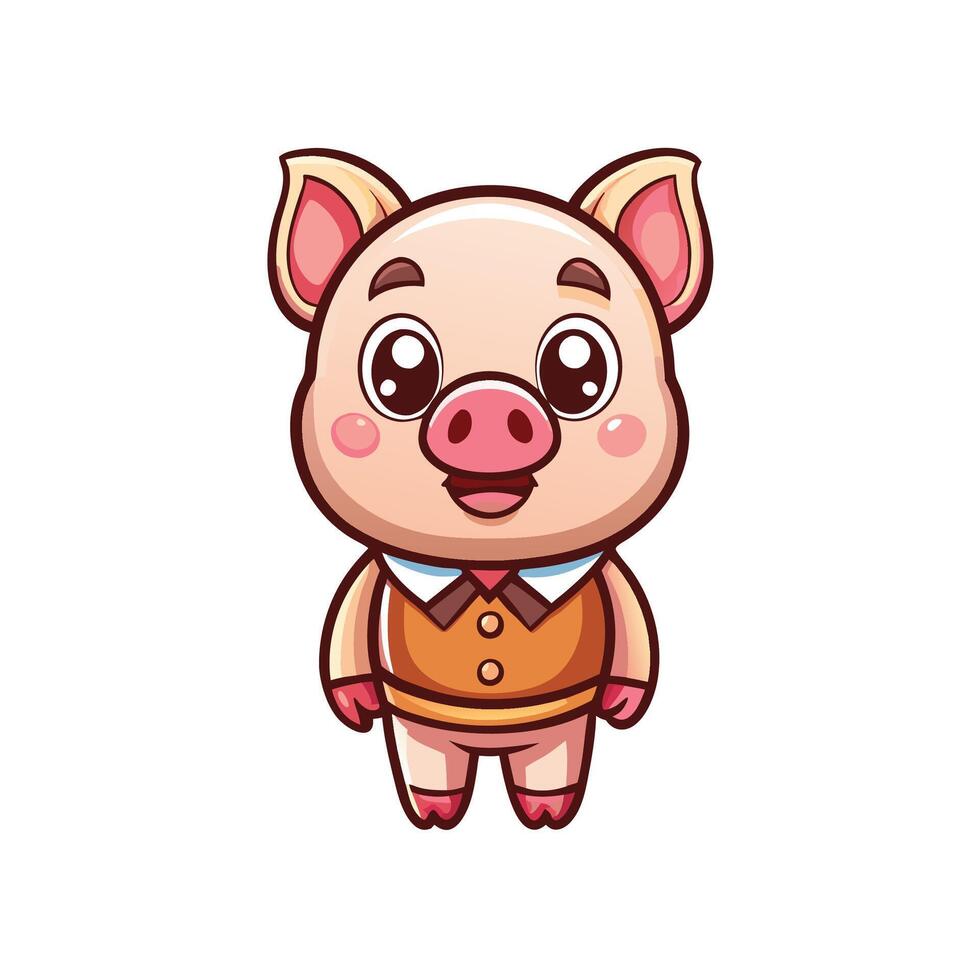 a cartoon pig wearing a vest and tie vector