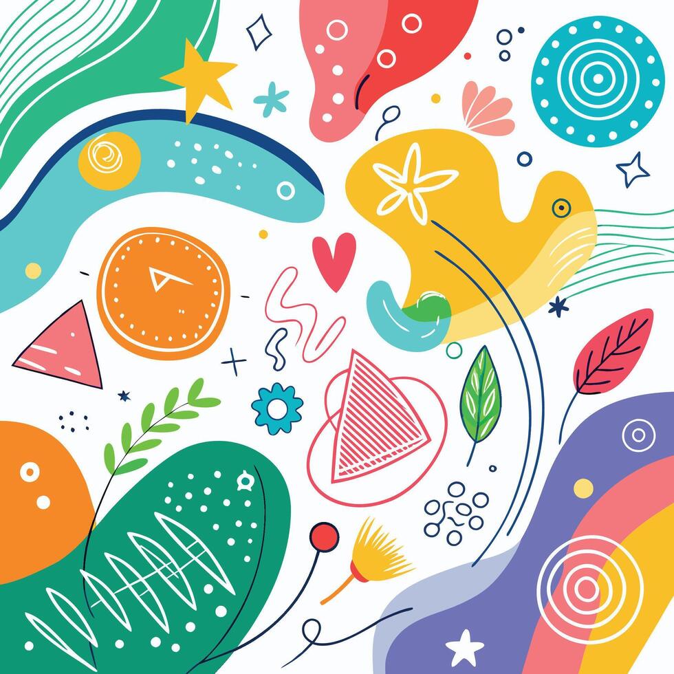 colorful abstract background with various shapes and colors vector