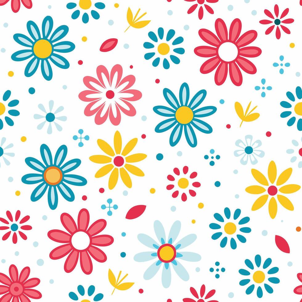 floral pattern with colorful flowers on a white background vector