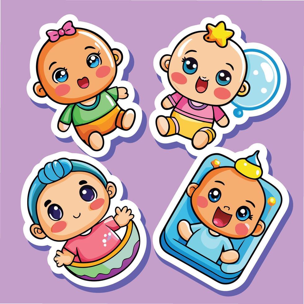 baby stickers set illustration vector