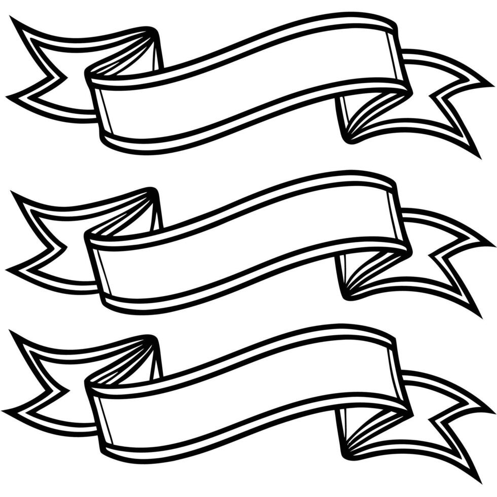 three ribbons for coloring pages vector