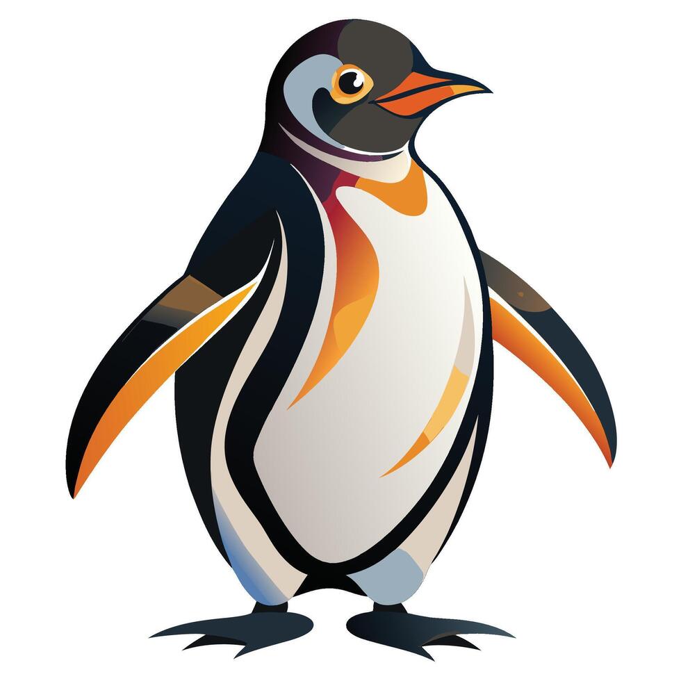 a penguin with orange and black stripes on its back vector