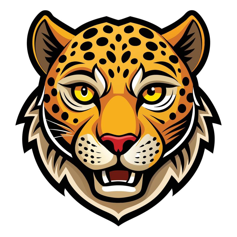 the jaguar head is shown in a cartoon style vector