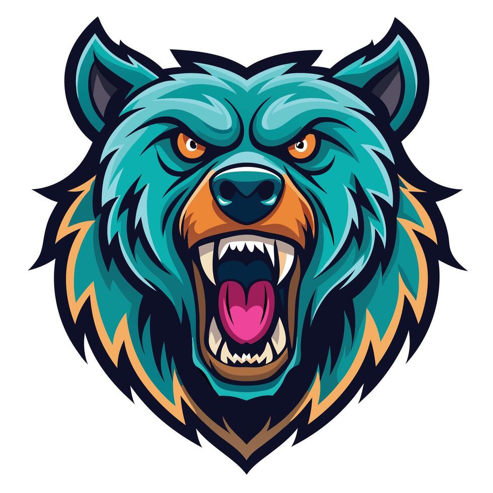 the head of a bear with its mouth open vector
