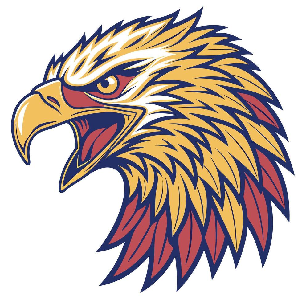 an eagle head with a red and yellow crest vector