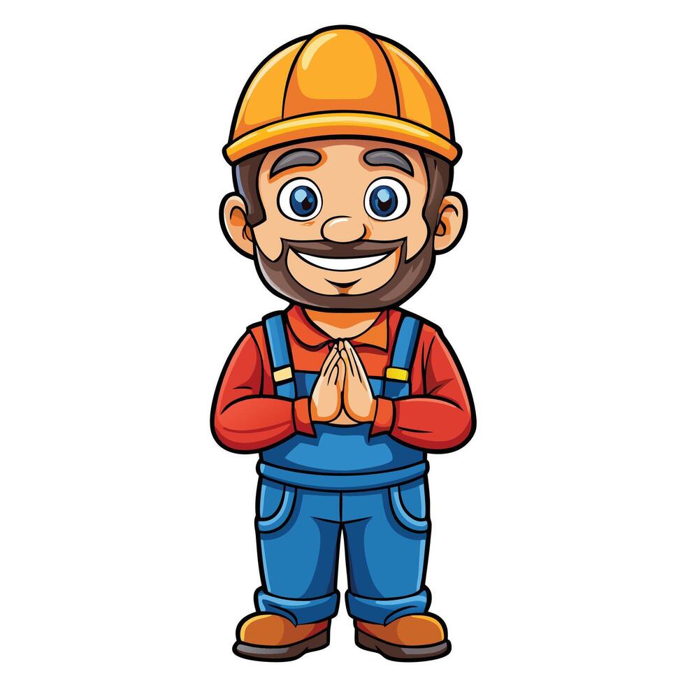 cartoon construction worker with a smile vector