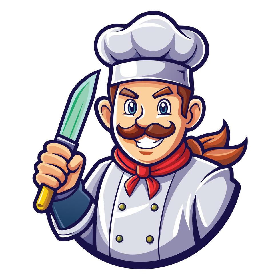chef cartoon character holding a knife vector